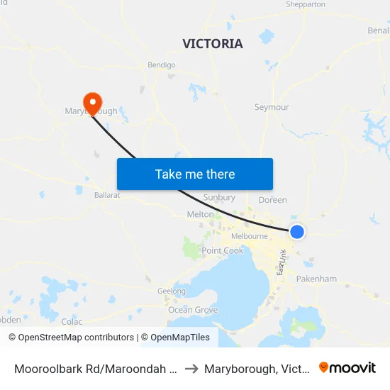 Mooroolbark Rd/Maroondah Hwy to Maryborough, Victoria map