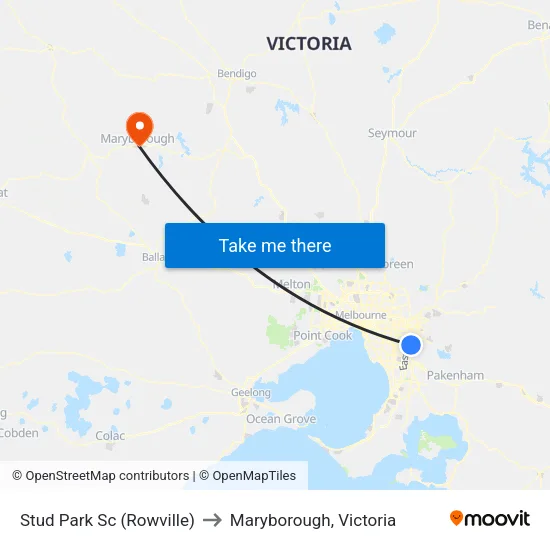 Stud Park Sc to Maryborough, Victoria map