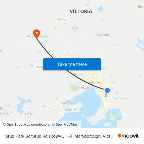 Stud Park Sc/Stud Rd to Maryborough, Victoria map