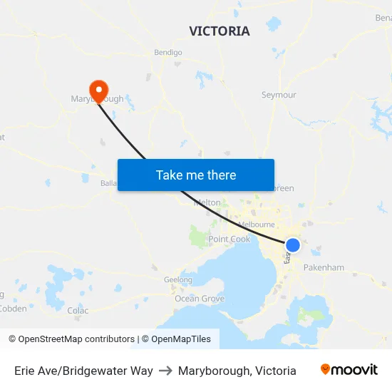 Erie Ave/Bridgewater Way to Maryborough, Victoria map