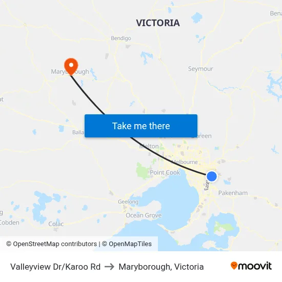Valleyview Dr/Karoo Rd to Maryborough, Victoria map