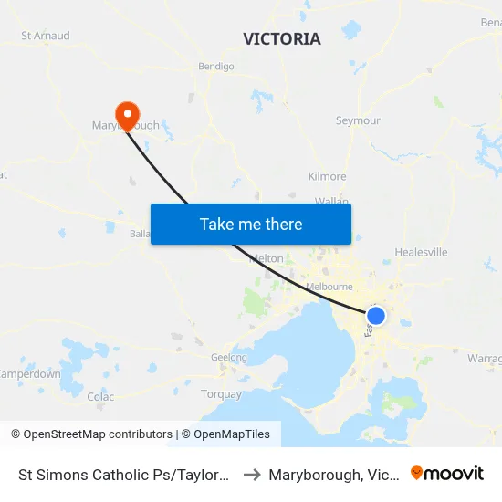 St Simons Catholic Ps/Taylors Lane to Maryborough, Victoria map