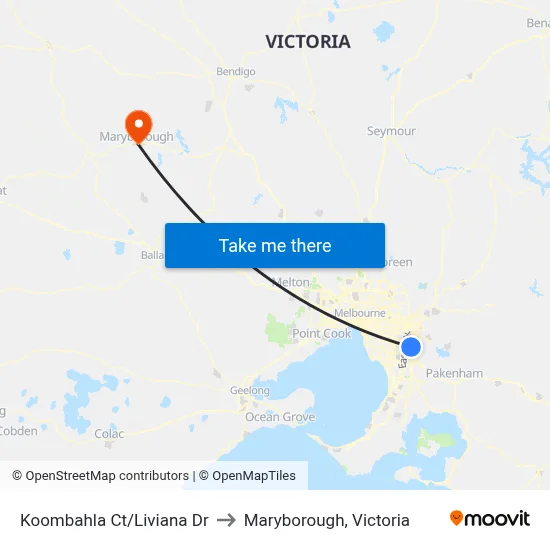 Koombahla Ct/Liviana Dr to Maryborough, Victoria map