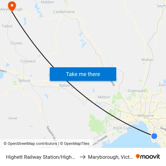 Highett Railway Station/Highett Rd to Maryborough, Victoria map