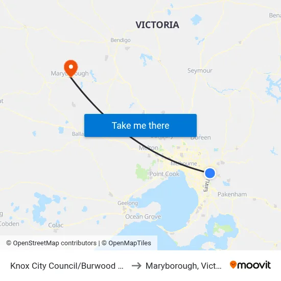Knox City Council/Burwood Hwy to Maryborough, Victoria map
