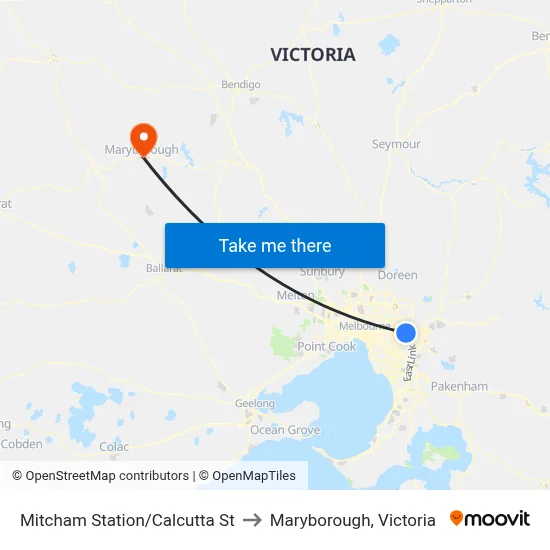 Mitcham Station/Calcutta St to Maryborough, Victoria map