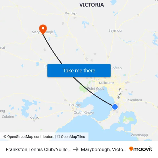 Frankston Tennis Club/Yuille St to Maryborough, Victoria map