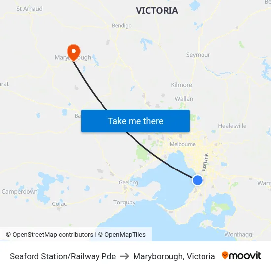 Seaford Station/Railway Pde to Maryborough, Victoria map