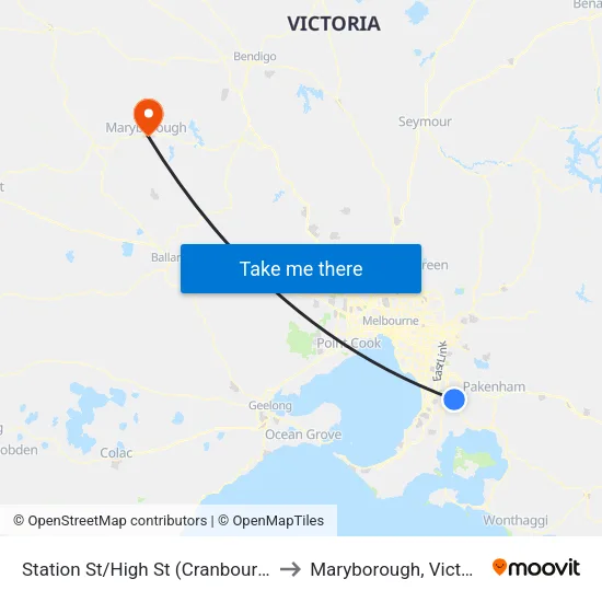 Station St/High St to Maryborough, Victoria map