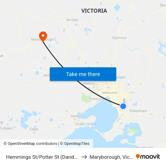 Hemmings St/Potter St to Maryborough, Victoria map