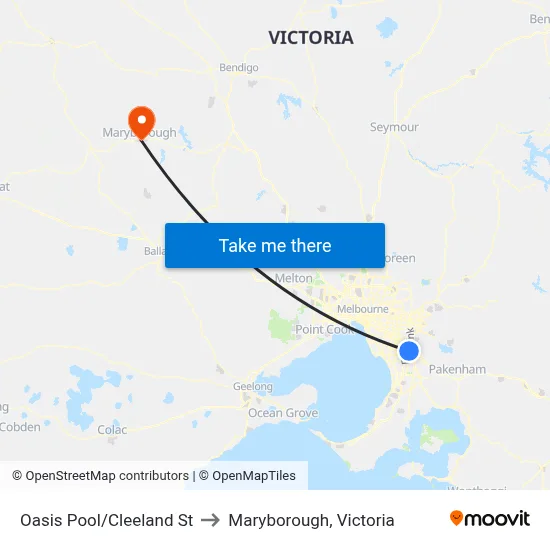 Oasis Pool/Cleeland St to Maryborough, Victoria map