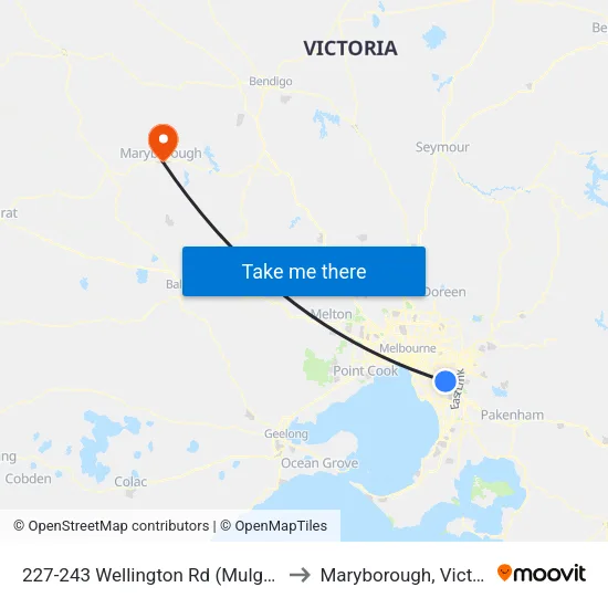 227-243 Wellington Rd to Maryborough, Victoria map