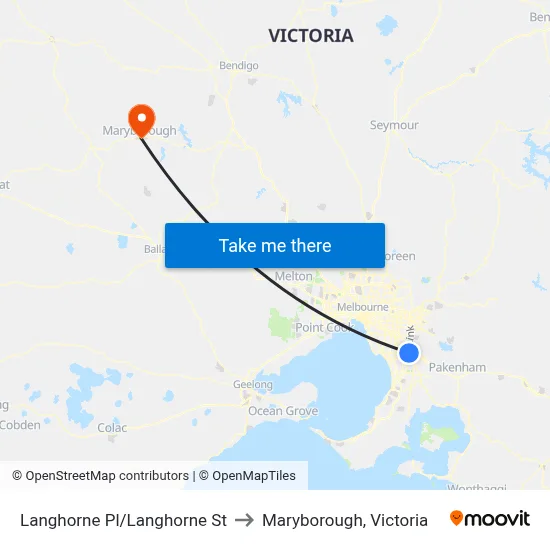 Langhorne Pl/Langhorne St to Maryborough, Victoria map