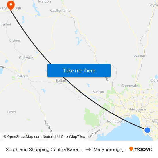 Southland Shopping Centre/Karen St to Maryborough, Victoria map