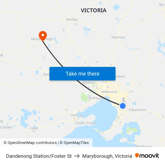 Dandenong Station/Foster St to Maryborough, Victoria map