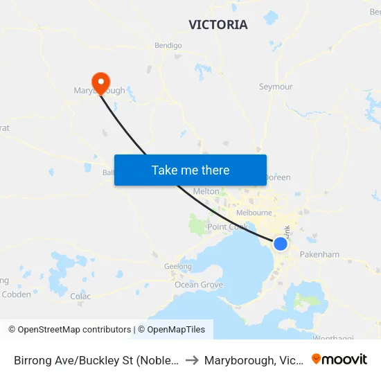 Birrong Ave/Buckley St to Maryborough, Victoria map