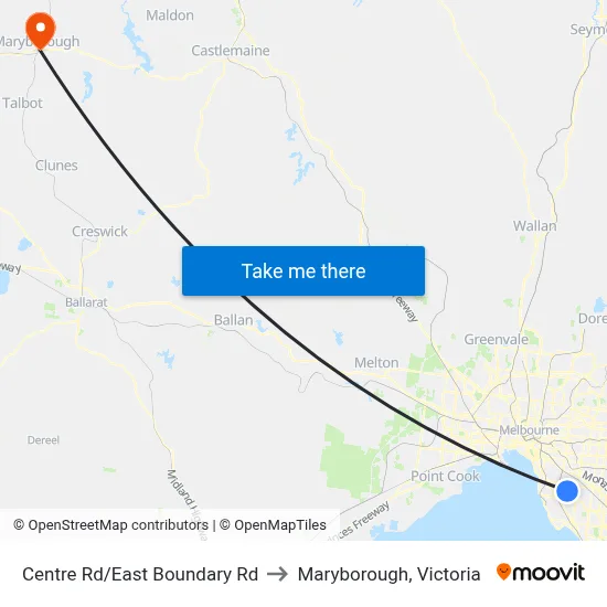 Centre Rd/East Boundary Rd to Maryborough, Victoria map