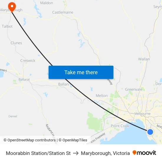 Moorabbin Station/Station St to Maryborough, Victoria map
