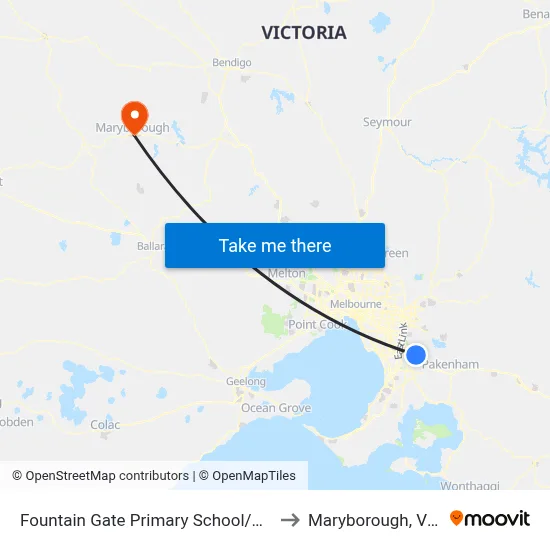 Fountain Gate Primary School/Victoria Rd to Maryborough, Victoria map