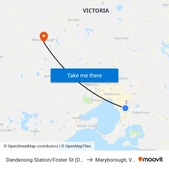 Dandenong Station/Foster St to Maryborough, Victoria map