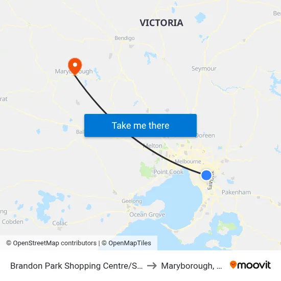 Brandon Park Shopping Centre/Springvale Rd to Maryborough, Victoria map