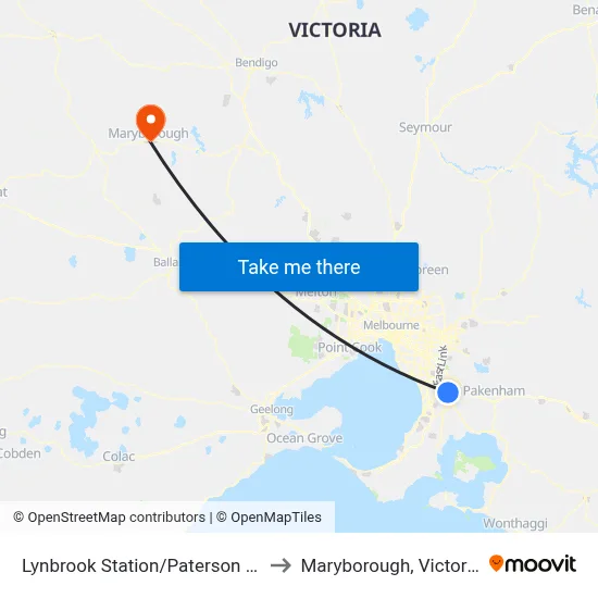 Lynbrook Station/Paterson Dr to Maryborough, Victoria map