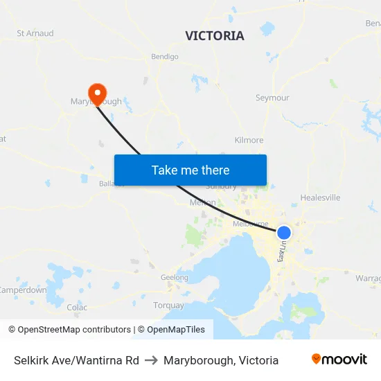 Selkirk Ave/Wantirna Rd to Maryborough, Victoria map