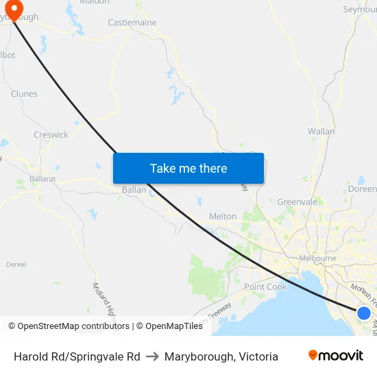 Harold Rd/Springvale Rd to Maryborough, Victoria map