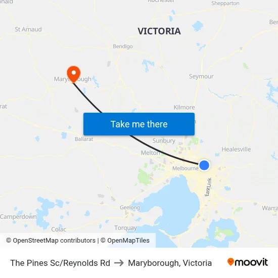 The Pines Sc/Reynolds Rd to Maryborough, Victoria map
