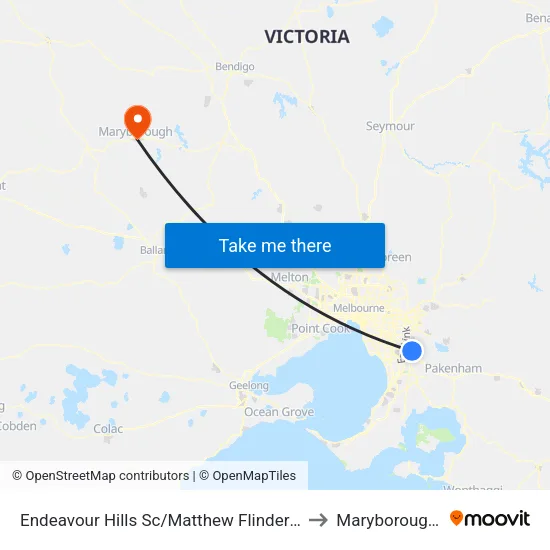 Endeavour Hills Sc/Matthew Flinders Ave to Maryborough, Victoria map