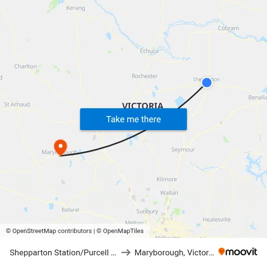 Shepparton Station/Purcell St to Maryborough, Victoria map
