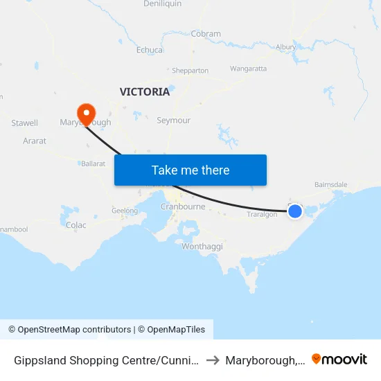 Gippsland Shopping Centre/Cunninghame St to Maryborough, Victoria map