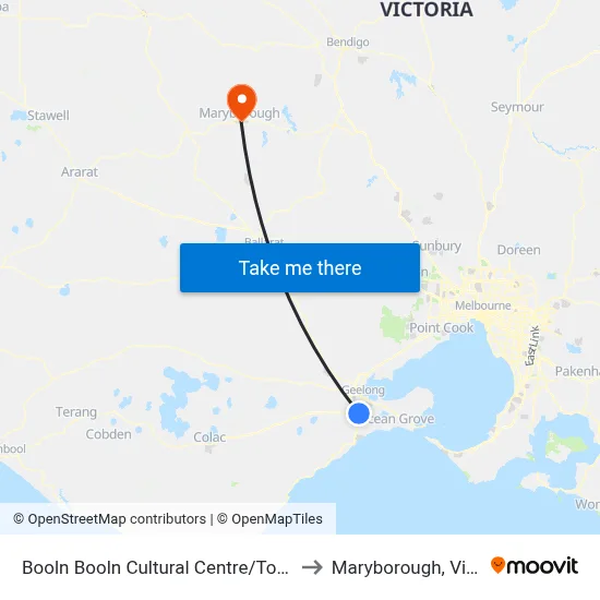 Booln Booln Cultural Centre/Torquay Rd to Maryborough, Victoria map