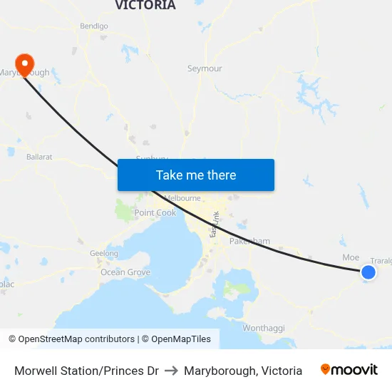 Morwell Station/Princes Dr to Maryborough, Victoria map