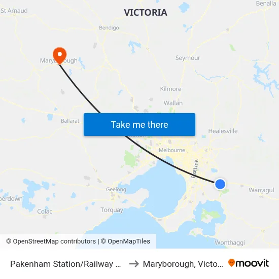 Pakenham Station/Railway Ave to Maryborough, Victoria map