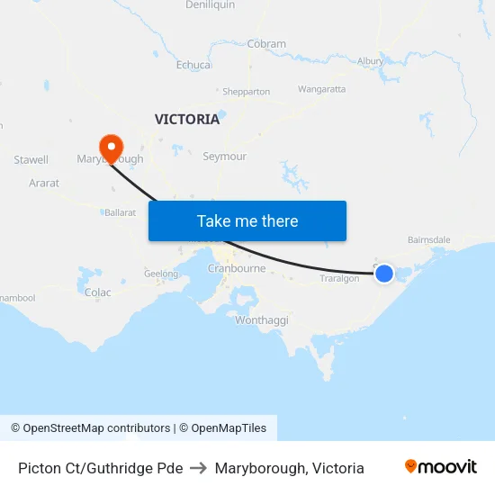 Picton Ct/Guthridge Pde to Maryborough, Victoria map