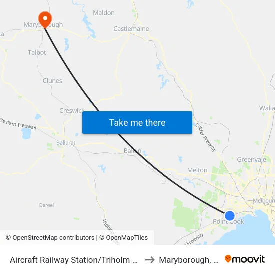 Aircraft Station/Triholm Ave to Maryborough, Victoria map