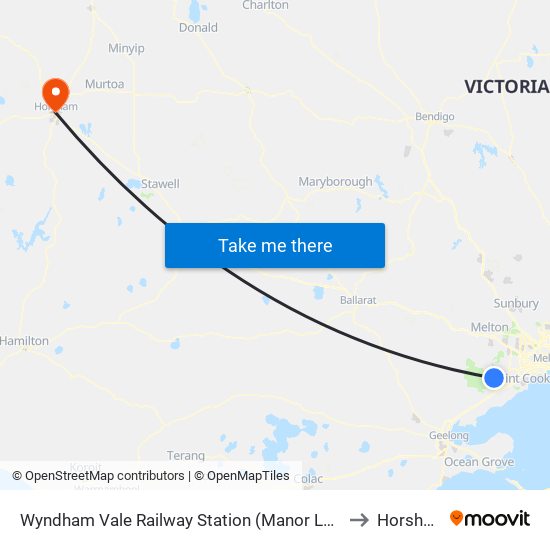 Wyndham Vale Railway Station (Manor Lakes) to Horsham map