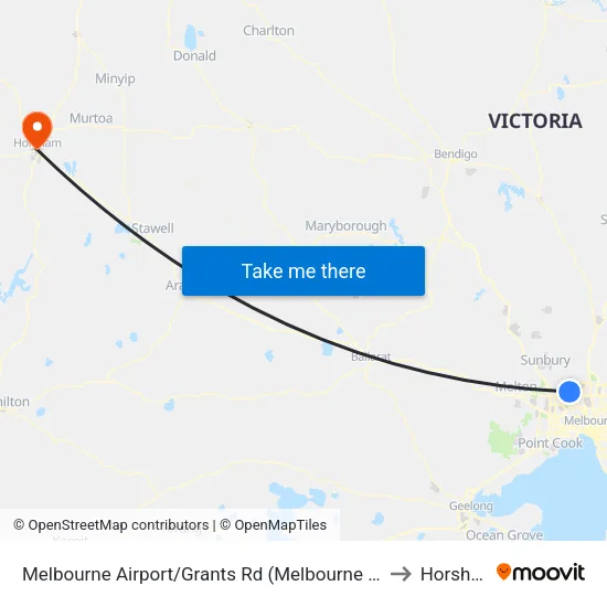 Melbourne Airport/Grants Rd to Horsham map