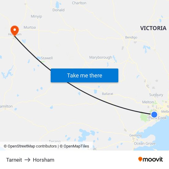 Tarneit to Horsham map