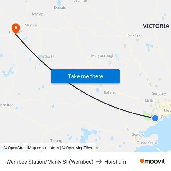 Werribee Station/Manly St to Horsham map