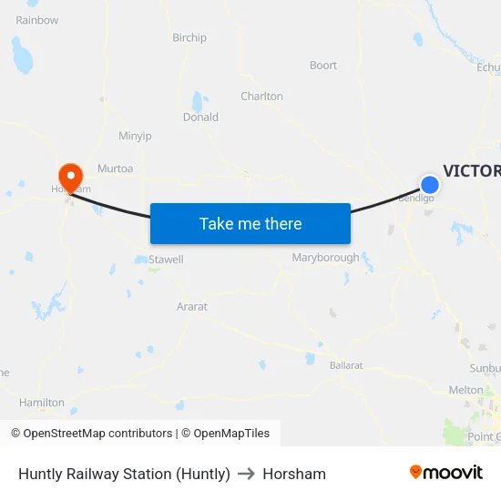 Huntly Railway Station (Huntly) to Horsham map