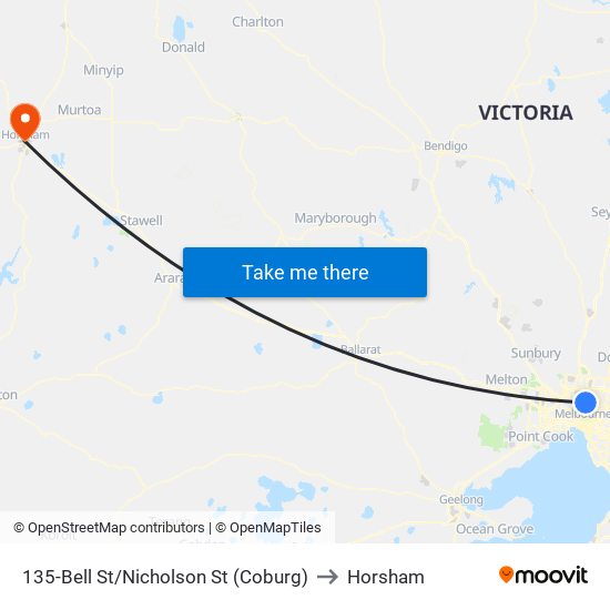 135-Bell St/Nicholson St (Coburg) to Horsham map