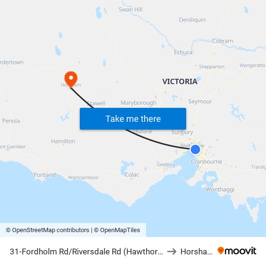 31-Fordholm Rd/Riversdale Rd (Hawthorn) to Horsham map