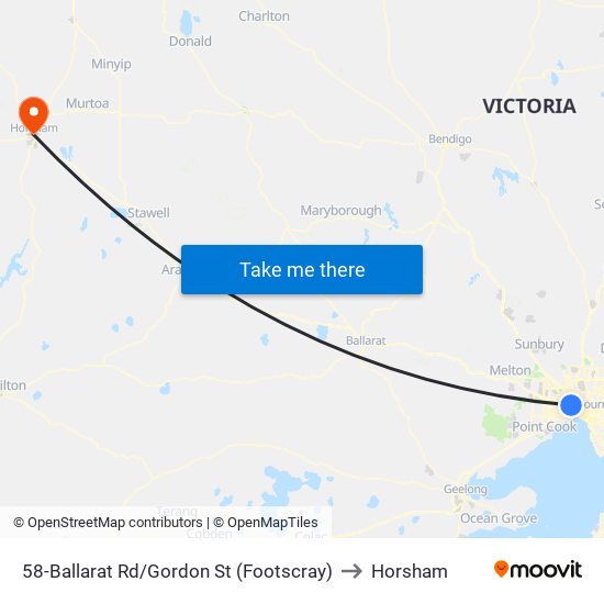 58-Ballarat Rd/Gordon St (Footscray) to Horsham map