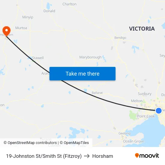 Johnston St/Smith St #19 to Horsham map