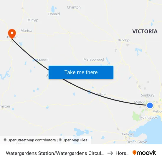 Watergardens Station/Watergardens Circuit Rd to Horsham map