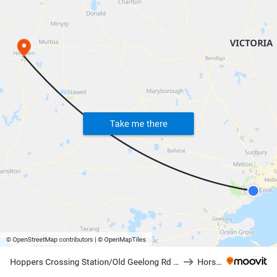 Hoppers Crossing Station/Old Geelong Rd (Hoppers Crossing) to Horsham map