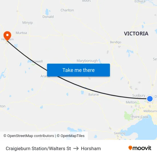 Craigieburn Station/Walters St to Horsham map