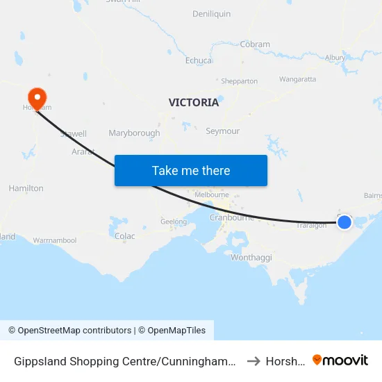 Gippsland Shopping Centre/Cunninghame St to Horsham map